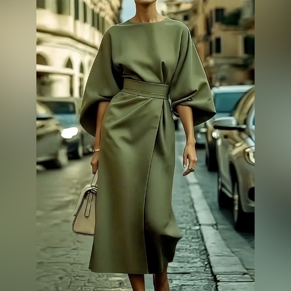 Round Neck 3/4 Sleeve Dress